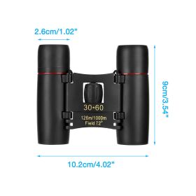 Binoculars 30x60 Zoom Travel Compact Folding Telescope Hunting Day Night Outdoor Small Pocket Binoculars Compact Adults (Default: Default)